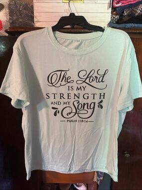 The Lord Is My Strength Graphic Tee - Light Mint